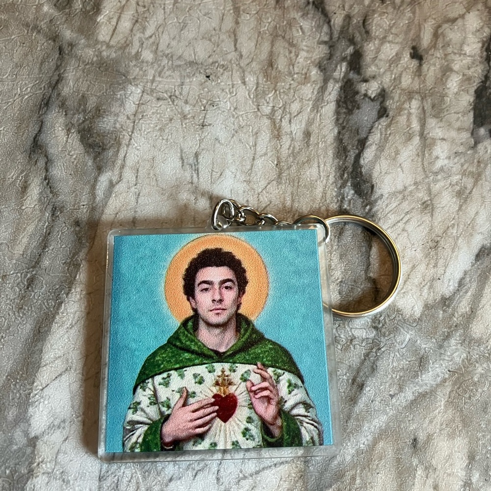 Saint Keychain with Green Robe - Picture 2 of 3